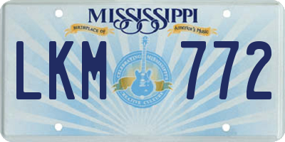 MS license plate LKM772
