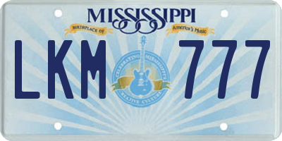 MS license plate LKM777