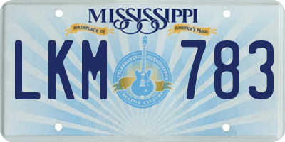 MS license plate LKM783
