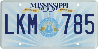 MS license plate LKM785