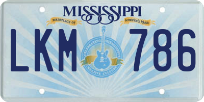MS license plate LKM786