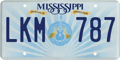MS license plate LKM787