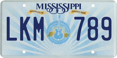 MS license plate LKM789