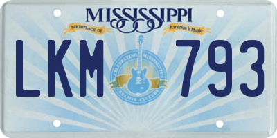 MS license plate LKM793