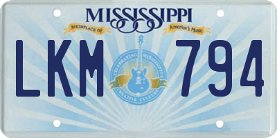 MS license plate LKM794