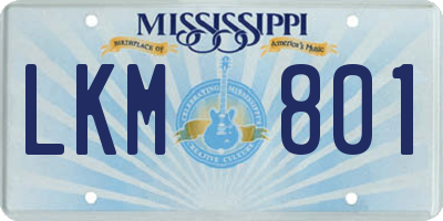 MS license plate LKM801