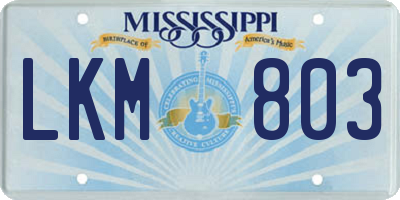 MS license plate LKM803