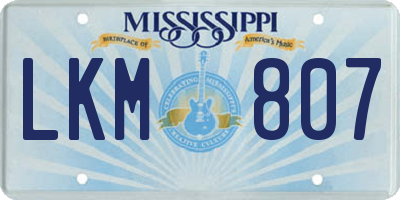MS license plate LKM807
