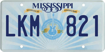 MS license plate LKM821