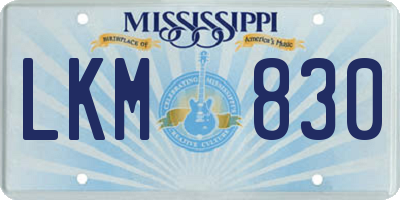 MS license plate LKM830