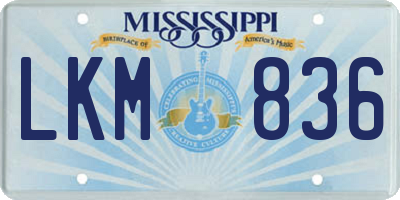 MS license plate LKM836
