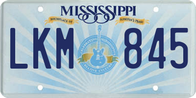 MS license plate LKM845