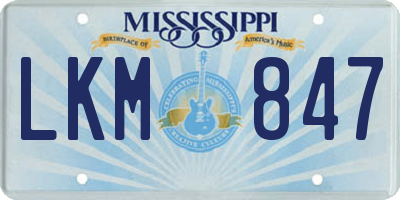 MS license plate LKM847