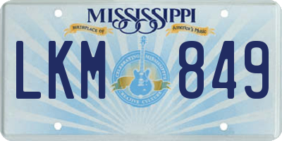 MS license plate LKM849