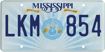 MS license plate LKM854