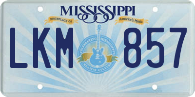 MS license plate LKM857