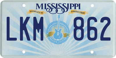 MS license plate LKM862