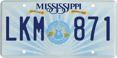 MS license plate LKM871