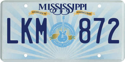 MS license plate LKM872