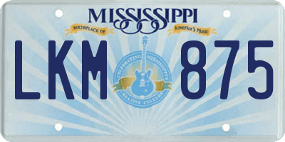 MS license plate LKM875