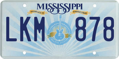 MS license plate LKM878