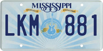 MS license plate LKM881