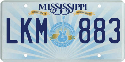 MS license plate LKM883
