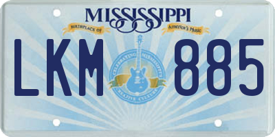 MS license plate LKM885