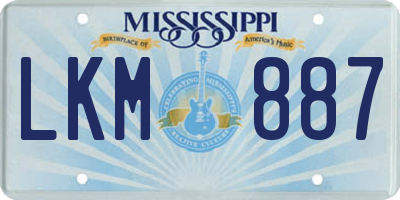 MS license plate LKM887