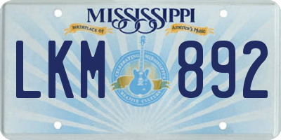 MS license plate LKM892