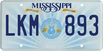 MS license plate LKM893