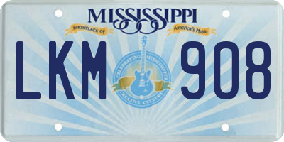 MS license plate LKM908