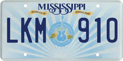 MS license plate LKM910