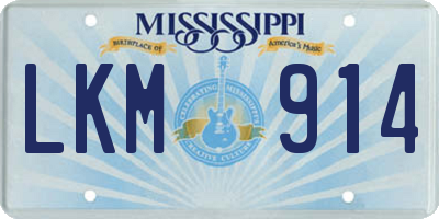 MS license plate LKM914