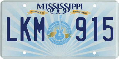 MS license plate LKM915