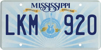MS license plate LKM920