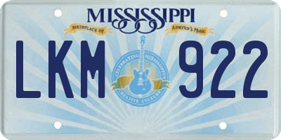 MS license plate LKM922