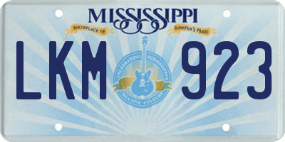 MS license plate LKM923