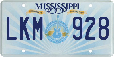 MS license plate LKM928
