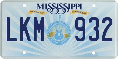 MS license plate LKM932