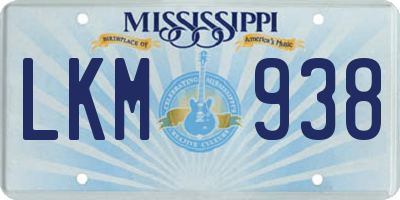 MS license plate LKM938