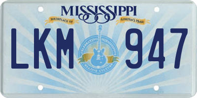 MS license plate LKM947