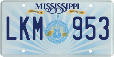 MS license plate LKM953
