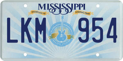 MS license plate LKM954