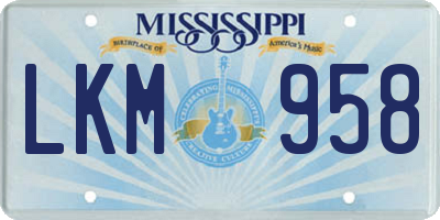 MS license plate LKM958