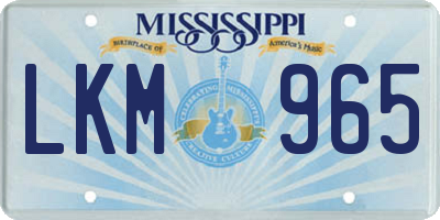 MS license plate LKM965