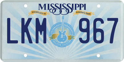 MS license plate LKM967
