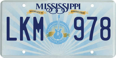MS license plate LKM978