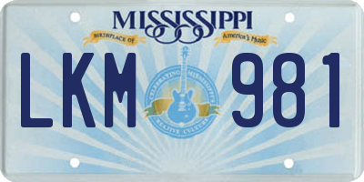 MS license plate LKM981