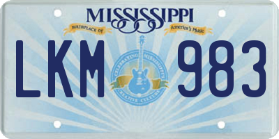 MS license plate LKM983
